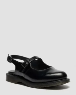 Madaline Mary Jane Smooth Leren Slingback Schoenen in Zwart