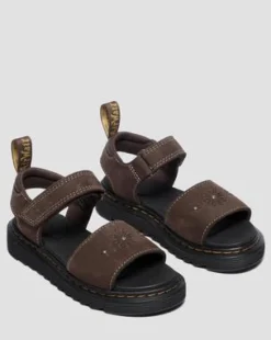 Marlowe Flower Juniorsandalen van Nubuck met Riem in Donkerbruin