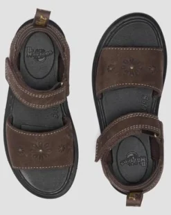 Marlowe Flower Juniorsandalen van Nubuck met Riem in Donkerbruin