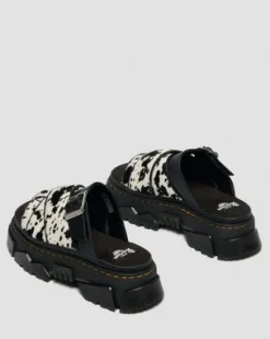 Mattison Slide Dalmatian Hair-On Leren Sandalen in Crème & Zwart
