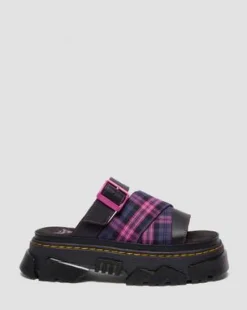 MATTISON SLIDE-SANDALEN in Zwart & Roze Multi