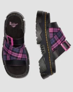 MATTISON SLIDE-SANDALEN in Zwart & Roze Multi