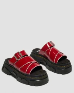 Mattison Slide Zachte Lakleren Sandalen in Scharlakenrood