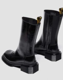 Maybole Hoge Lakleren Chelsea Boots met Vierkante Neus in Zwart