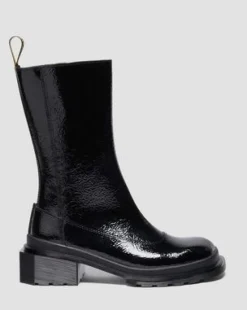 Maybole Hoge Lakleren Chelsea Boots met Vierkante Neus in Zwart