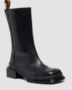 MAYBOLE HOGE LEREN CHELSEA BOOTS MET VIERKANTE NEUS in Zwart