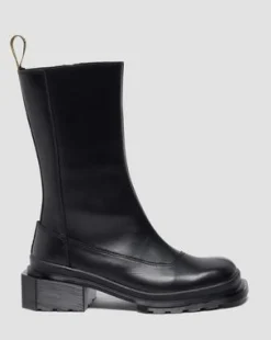 MAYBOLE HOGE LEREN CHELSEA BOOTS MET VIERKANTE NEUS in Zwart