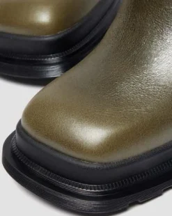 Maybole Leren Chelsea Boots met Vierkante Neus in Olijfkleurig Groen