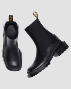 Maybole Leren Chelsea Boots met Vierkante Neus in Zwart