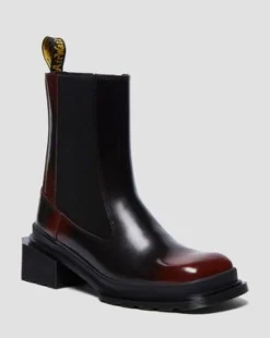 Maybole Leren Chelsea Boots met Vierkante Neus in Zwart
