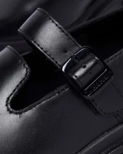 Maybole Leren Mary Jane Schoenen met Vierkante Neus in Zwart