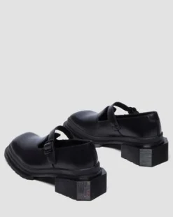 Maybole Leren Mary Jane Schoenen met Vierkante Neus in Zwart