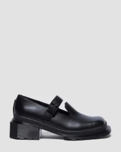 Maybole Leren Mary Jane Schoenen met Vierkante Neus in Zwart