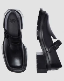 Maybole Leren Mary Jane Schoenen met Vierkante Neus in Zwart