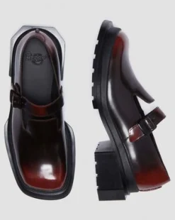Maybole Leren Mary Jane Schoenen met Vierkante Neus in Zwart