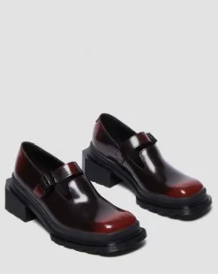 Maybole Leren Mary Jane Schoenen met Vierkante Neus in Zwart