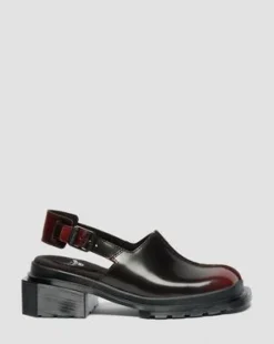 Maybole Rub-Off Leren Mules met Vierkante Neus in Cherry Red