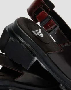 Maybole Rub-Off Leren Mules met Vierkante Neus in Cherry Red
