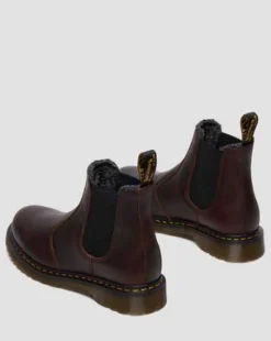 2976 Met Imitatiebont Gevoerde Grizzly Leren Chelsea Boots in Donkerbruin