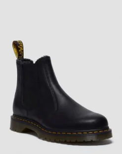 2976 Met Imitatiebont Gevoerde Grizzly Leren Chelsea Boots in Zwart