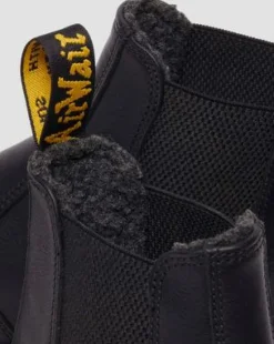 2976 Met Imitatiebont Gevoerde Grizzly Leren Chelsea Boots in Zwart