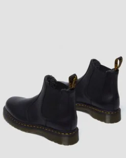 2976 Met Imitatiebont Gevoerde Grizzly Leren Chelsea Boots in Zwart