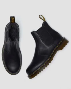 2976 Met Imitatiebont Gevoerde Grizzly Leren Chelsea Boots in Zwart