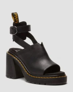 Millee leren sandalen met open neus in Zwart