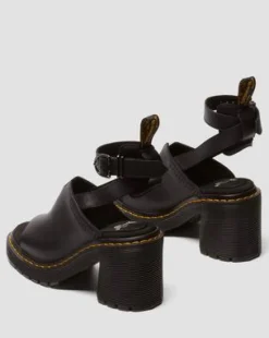 Millee leren sandalen met open neus in Zwart