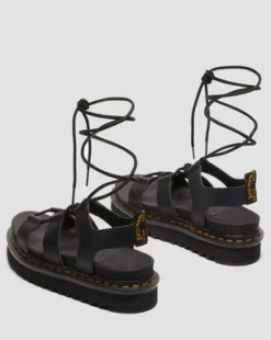 Nartilla Leren Gladiator Sandalen in Zwart