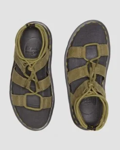 Nartilla Tumbled Nubuck Leren Gladiator Sandalen in Muted Olive