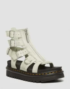 Olson Tumbled Nubuck Leren Gladiator Rits Sandalen in Smoked Mint