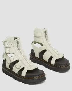 Olson Tumbled Nubuck Leren Gladiator Rits Sandalen in Smoked Mint
