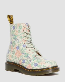 1460 Pascal Floral teruggewonnen leren laarzen in Cloud Cream