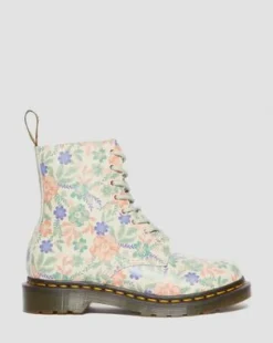 1460 Pascal Floral teruggewonnen leren laarzen in Cloud Cream