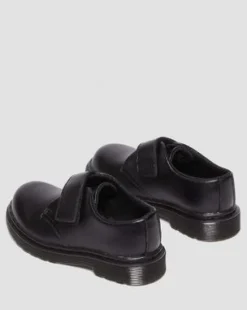 Peuter Kamron Leren Velcro Oxford Schoenen met Band in Zwart
