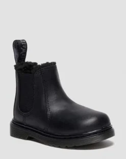 Peuter 2976 Leonore Imitatiebont Gevoerde Chelsea Boots in Zwart