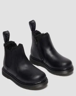 Peuter 2976 Leonore Imitatiebont Gevoerde Chelsea Boots in Zwart