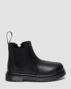 Peuter 2976 Leonore Imitatiebont Gevoerde Chelsea Boots in Zwart