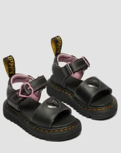 Peuter Marlowe Ii Glitterhart Leren Schoenen met Riem in Zwart