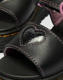 Peuter Marlowe Ii Glitterhart Leren Schoenen met Riem in Zwart