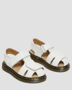 Peuter Moby II Leren Velcro Sandalen met Riem in Wit