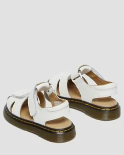 Peuter Moby II Leren Velcro Sandalen met Riem in Wit