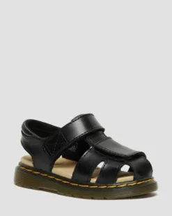 Peuter Moby II Leren Velcro Sandalen met Riem in Zwart