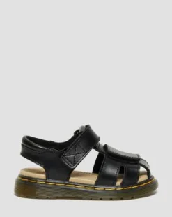 Peuter Moby II Leren Velcro Sandalen met Riem in Zwart