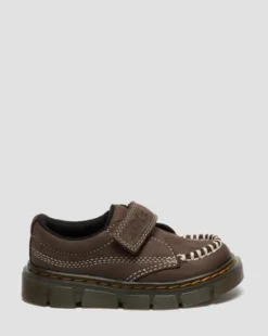 Peuter Raffe Getrommeld Nubuck Schoenen met Band in Donkerbruin