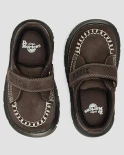 Peuter Raffe Getrommeld Nubuck Schoenen met Band in Donkerbruin
