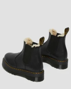 2976 Quad Gevoerde Platform Chelsea Boots in Zwart