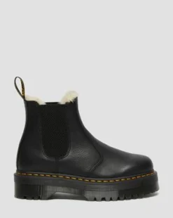 2976 Quad Gevoerde Platform Chelsea Boots in Zwart