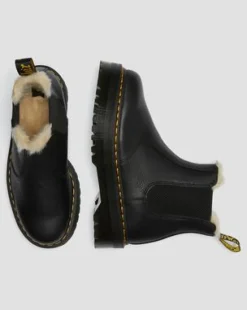 2976 Quad Gevoerde Platform Chelsea Boots in Zwart